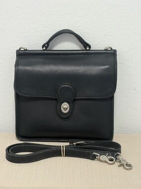 Vintage RARE Coach Willis #9927 Glove Tanned Black Leather Pewter Bag -‘96 USA